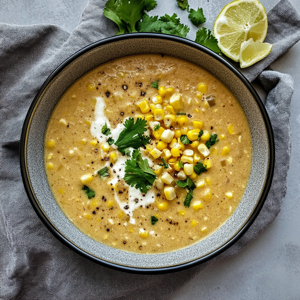 Recipe preparation for Elotes Corn Chowder
