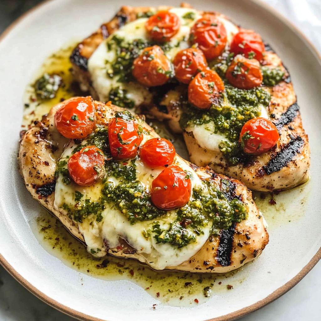 Recipe preparation for Grilled Chicken Margherita