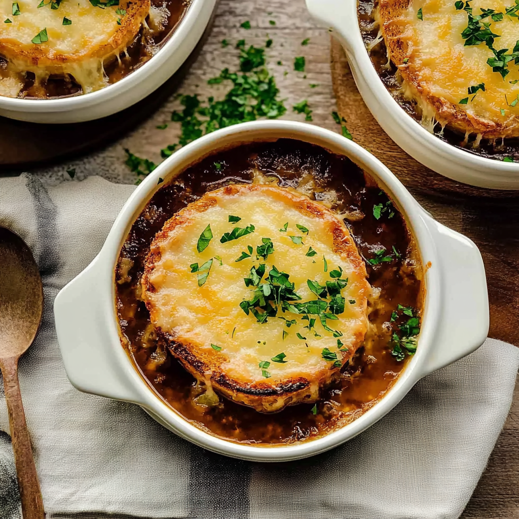 Recipe preparation for french onion soup