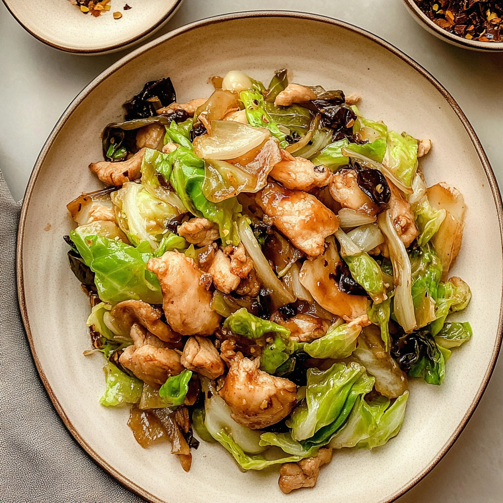 Recipe preparation for chicken cabbage stir-fry