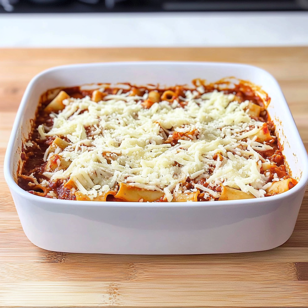 Recipe preparation for meatless baked ziti