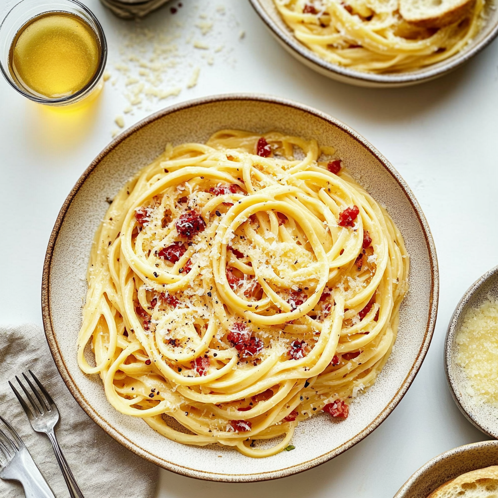 Recipe preparation for pasta carbonara