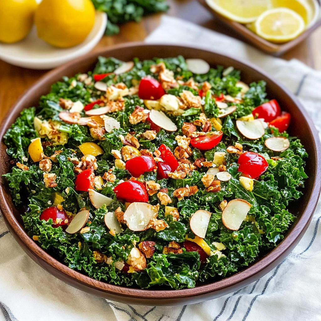 Recipe preparation for lemon parm kale salad