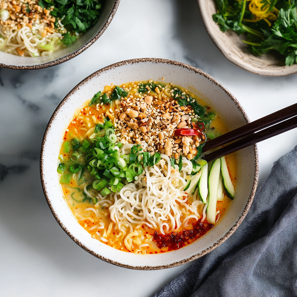 Recipe preparation for vegan sesame ramen recipe