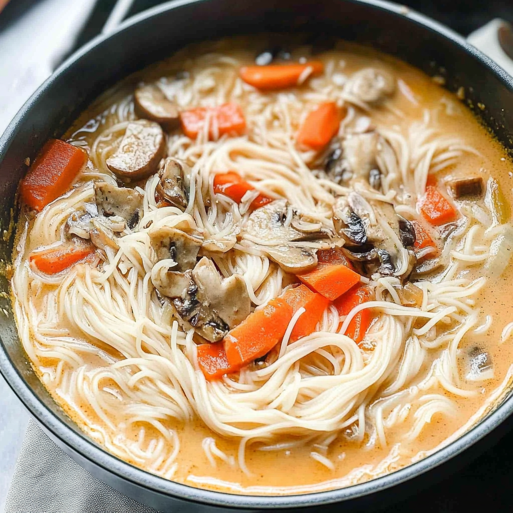 Recipe preparation for veggie coconut noodle soup