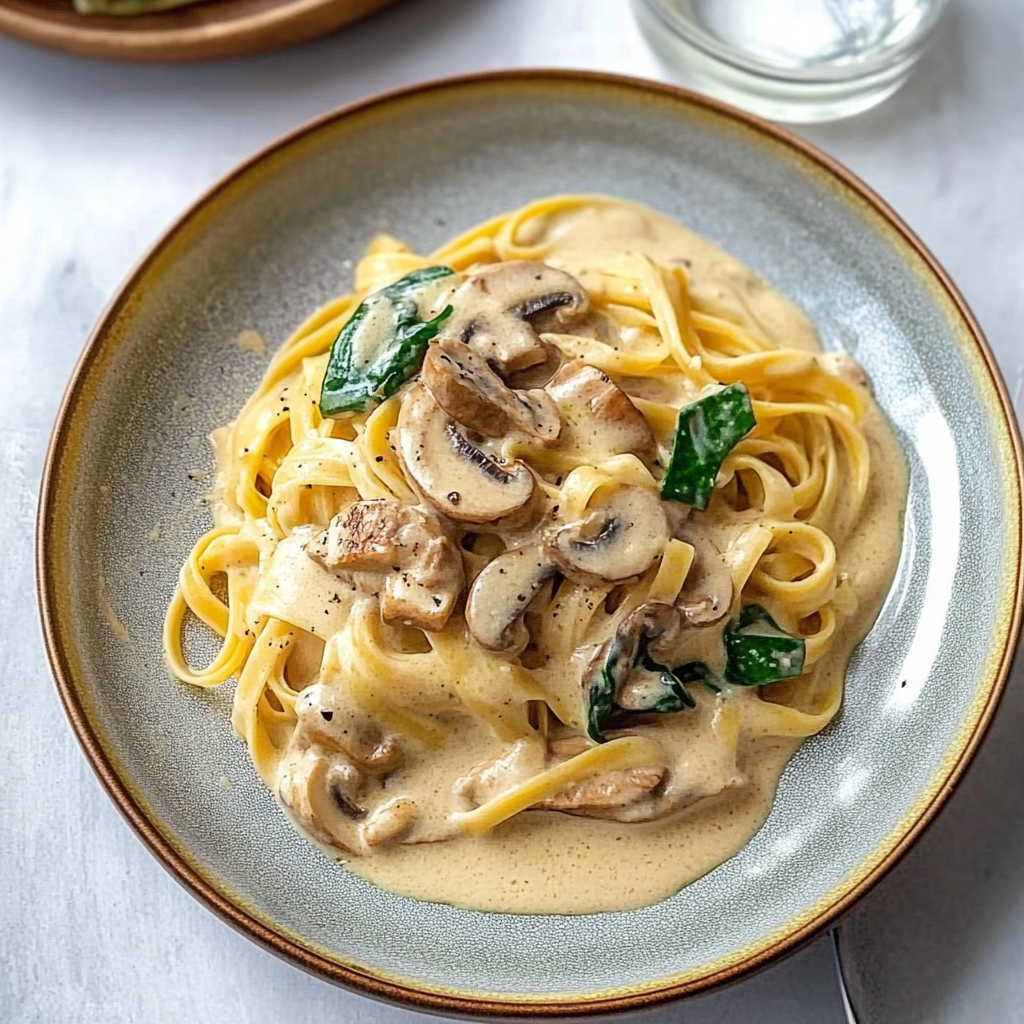 Recipe preparation for chicken and mushroom florentine pasta recipe