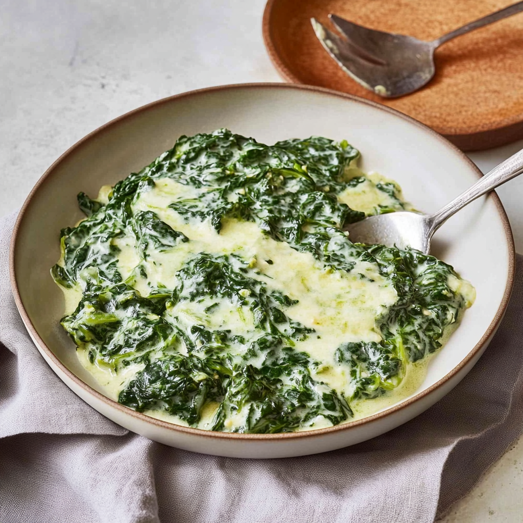 Recipe preparation for creamed spinach