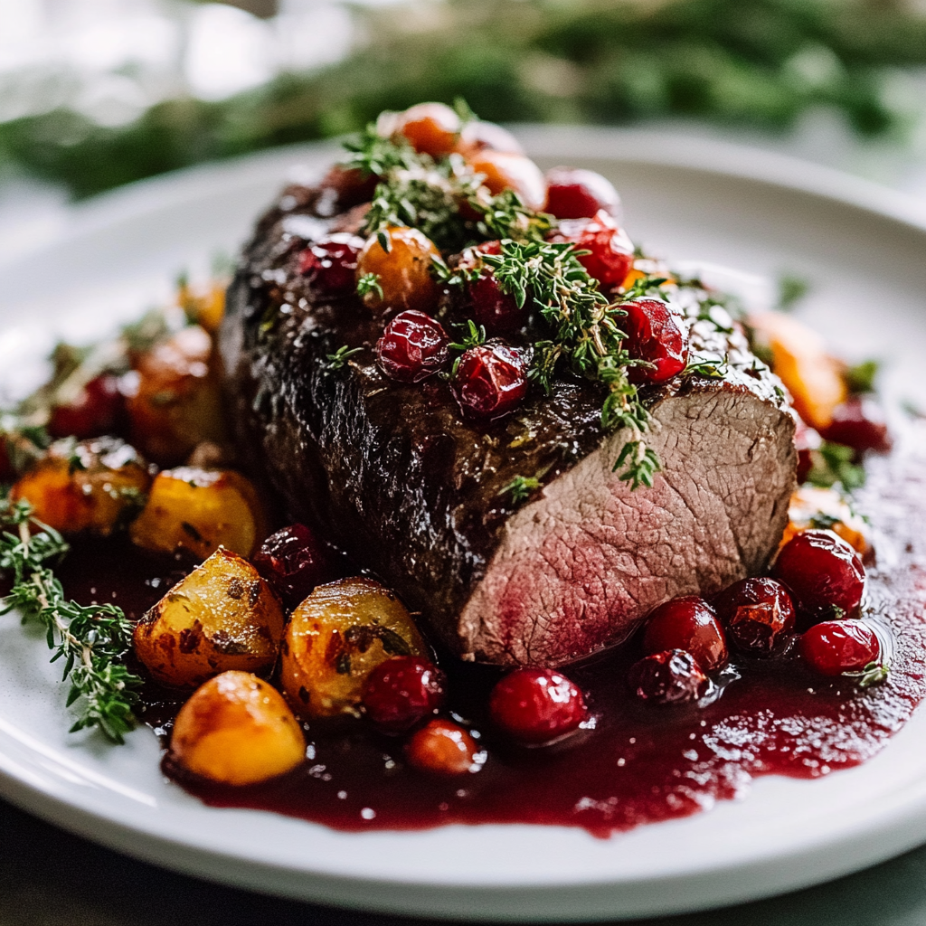 Recipe preparation for cranberry roast beef