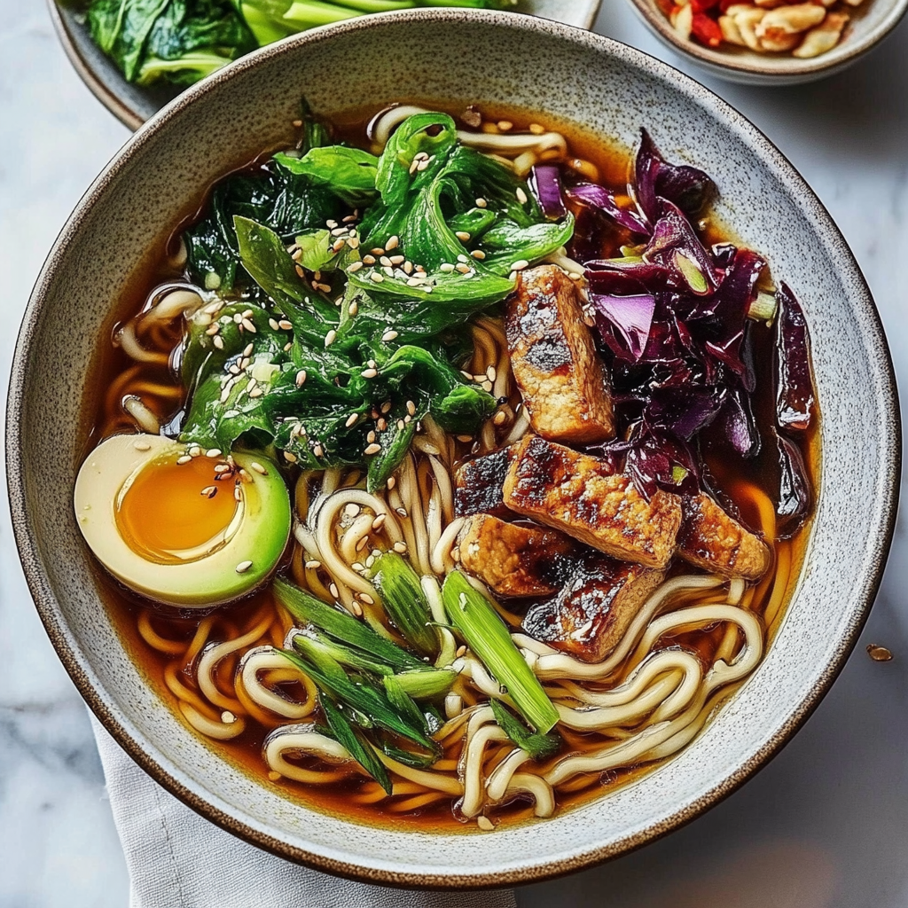 Recipe preparation for vegan sesame ramen recipe
