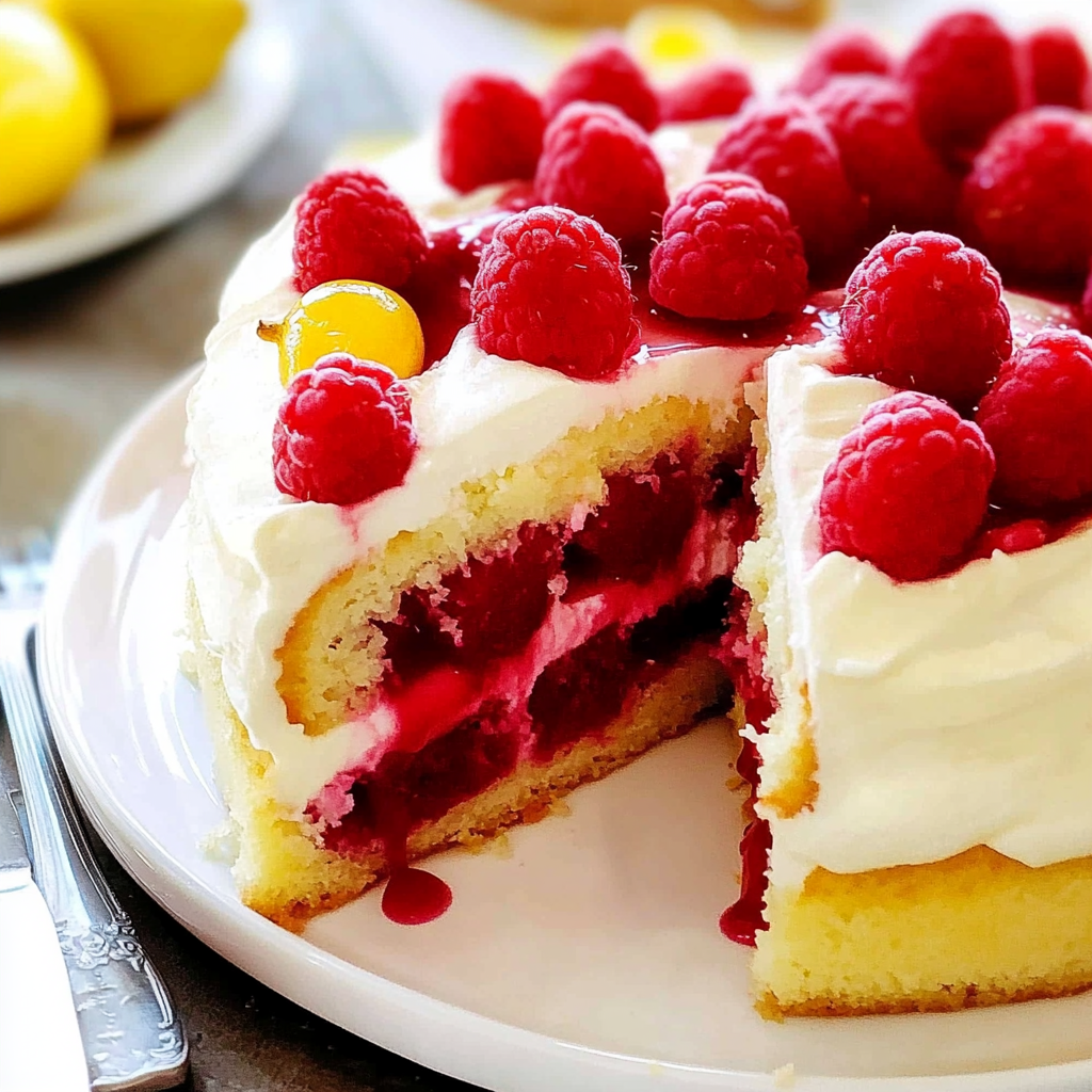 Recipe preparation for lemon cake with raspberry filling