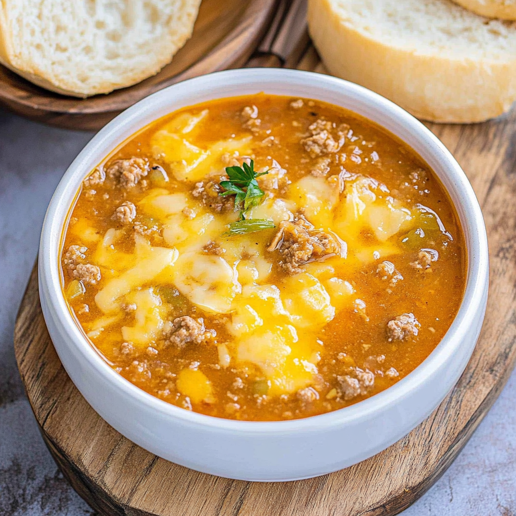 Recipe preparation for cheeseburger soup