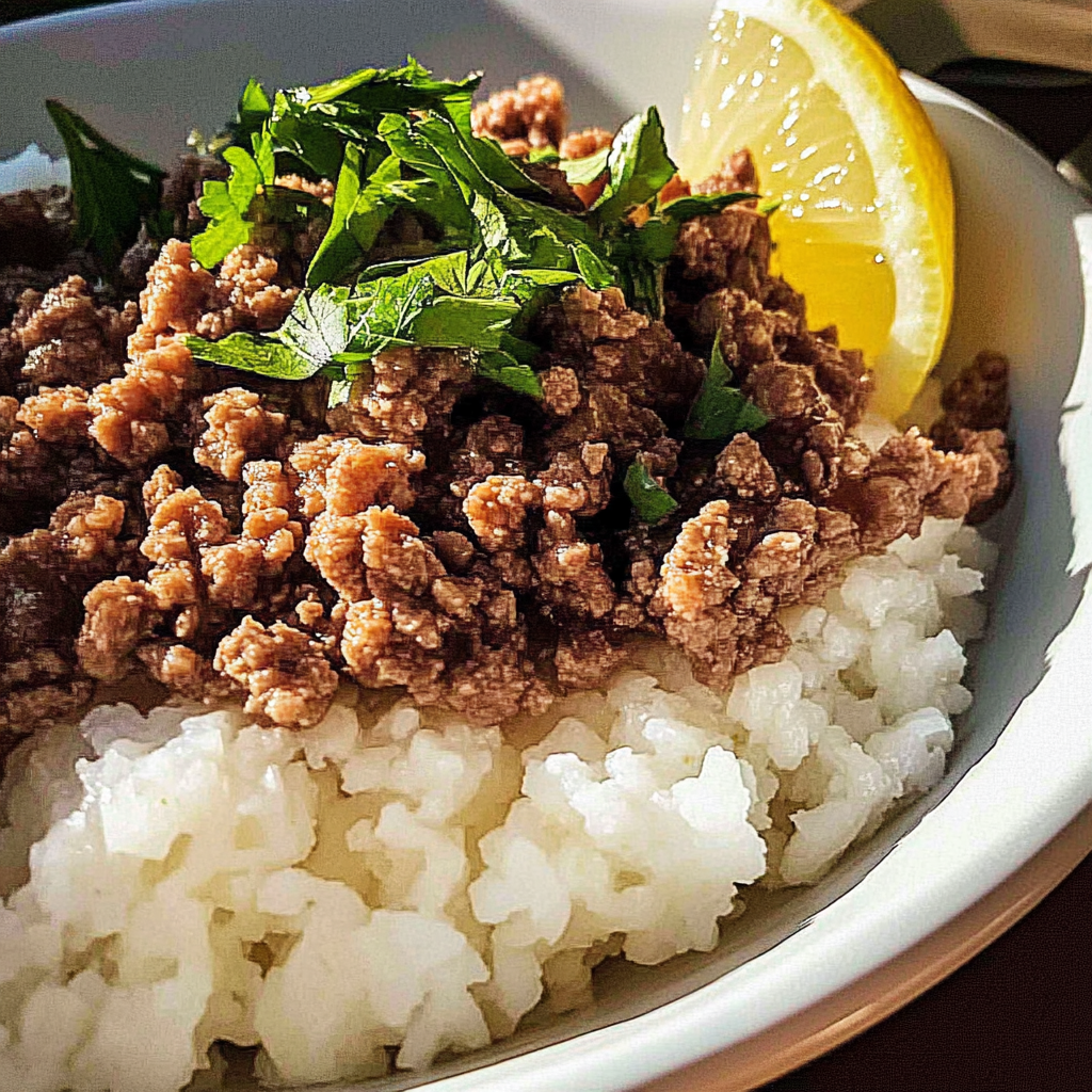 Recipe preparation for ground beef with lemon and parsley