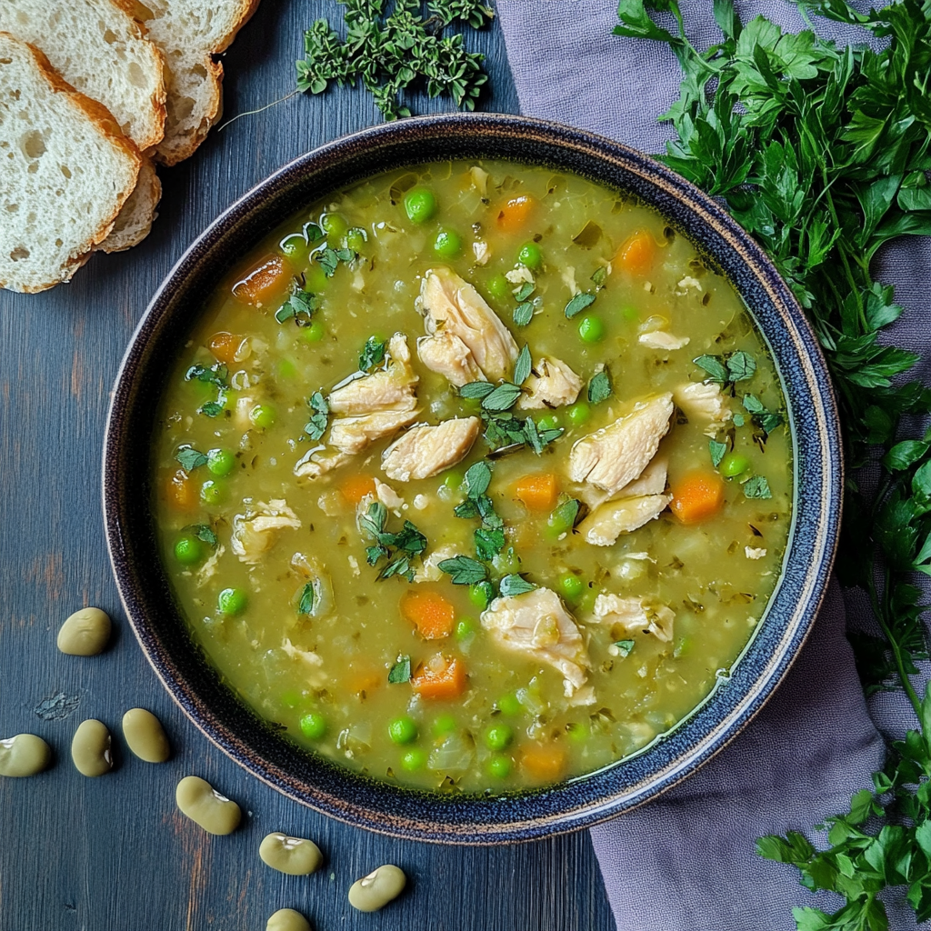 Recipe preparation for chicken split pea soup