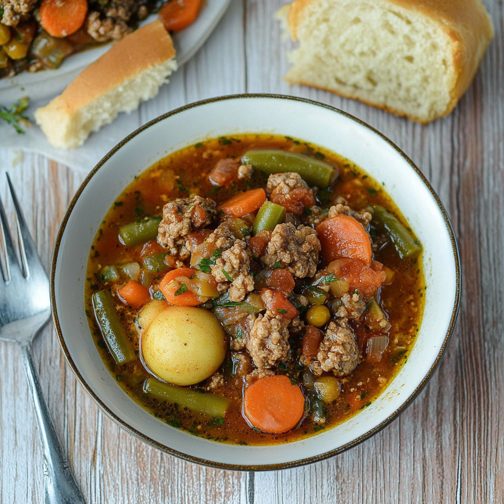 Recipe preparation for hamburger soup