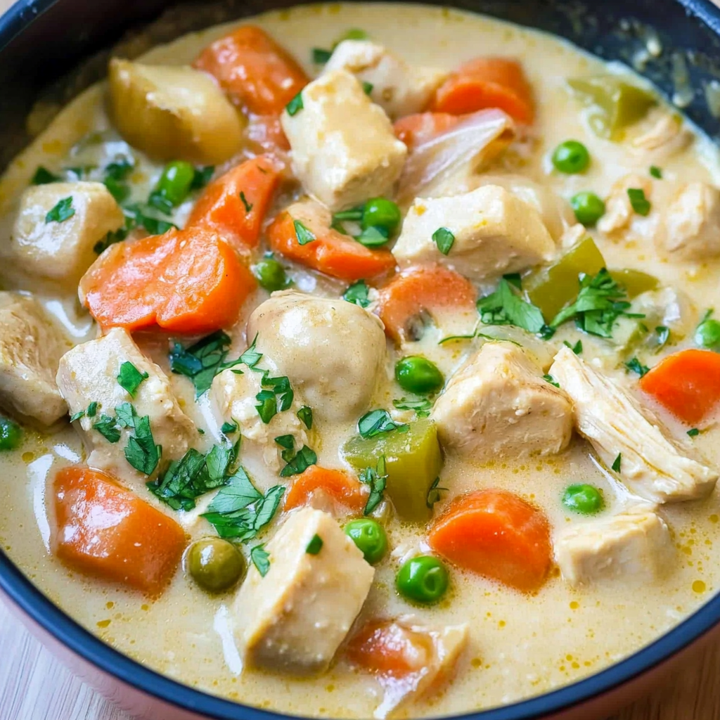 Recipe preparation for creamy chicken stew