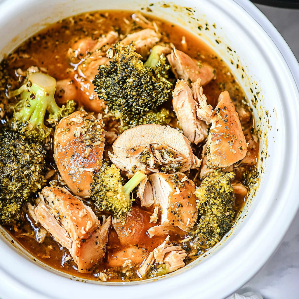 Recipe preparation for slow cooker chicken and broccoli