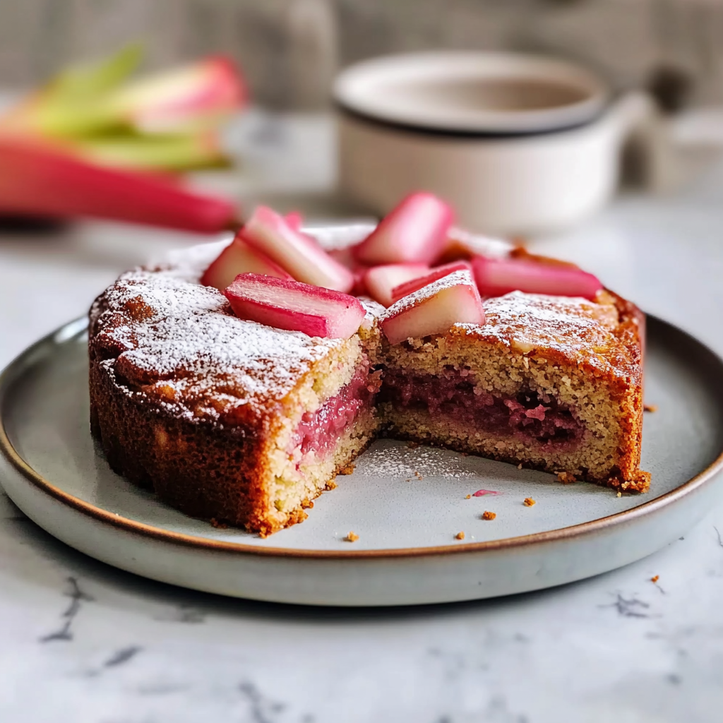Recipe preparation for gluten free rhubarb cake