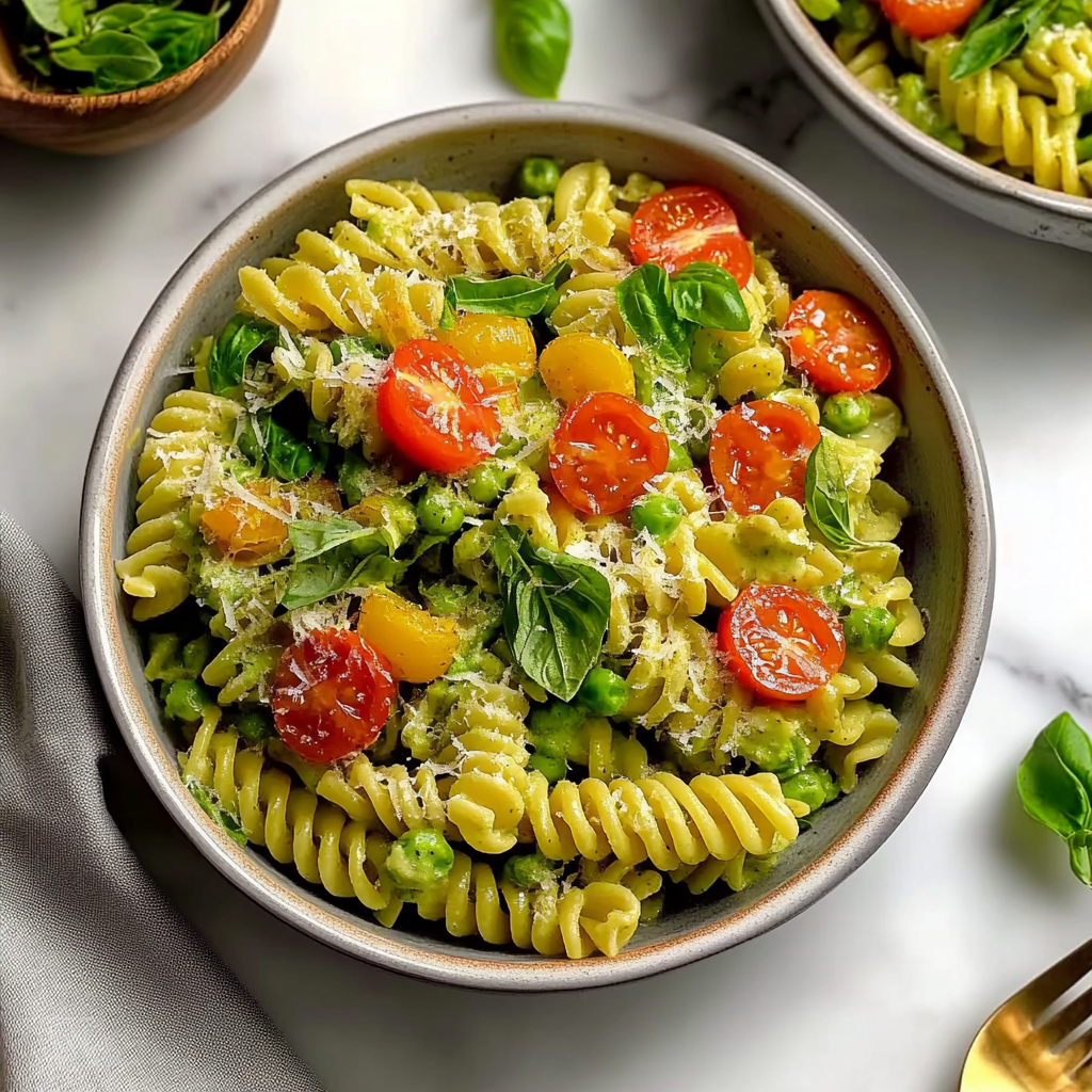 Recipe preparation for simple spring pasta salad