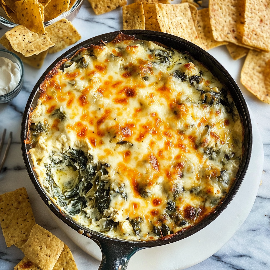 Recipe preparation for hot spinach and artichoke dip