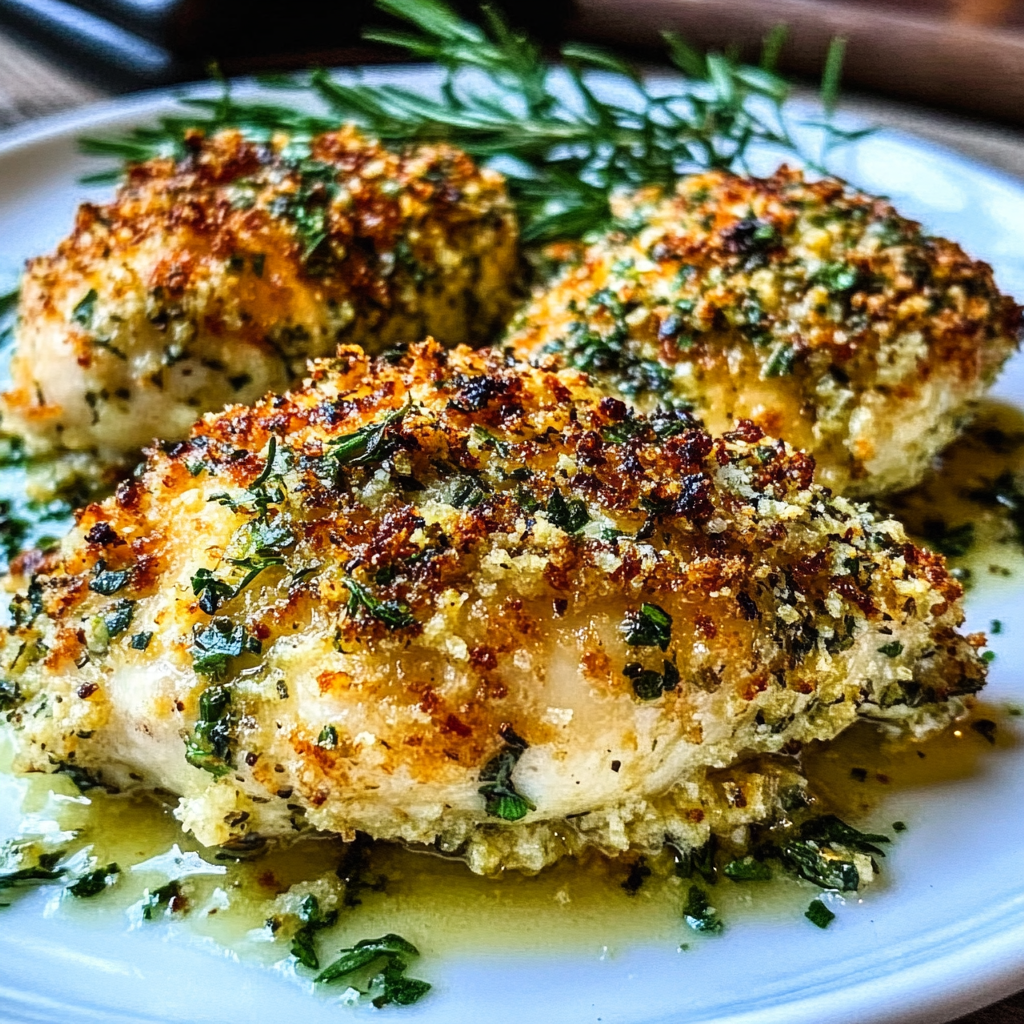 Recipe preparation for herb-crusted boursin chicken
