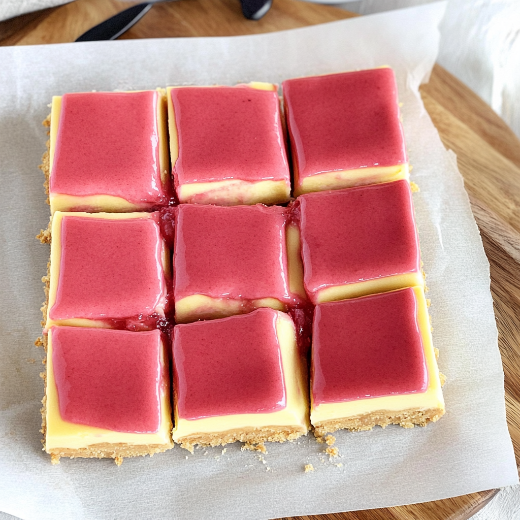 Recipe preparation for lemon raspberry cheesecake bars