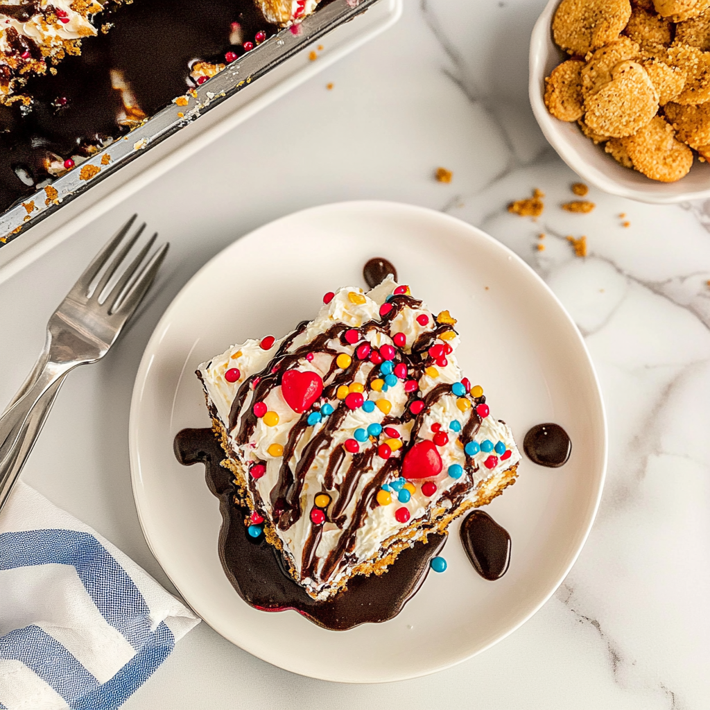 Recipe preparation for banana split cake