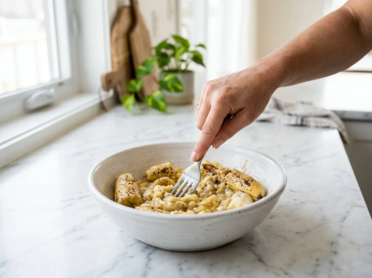 Banana Buttermilk Muffins mash bananas