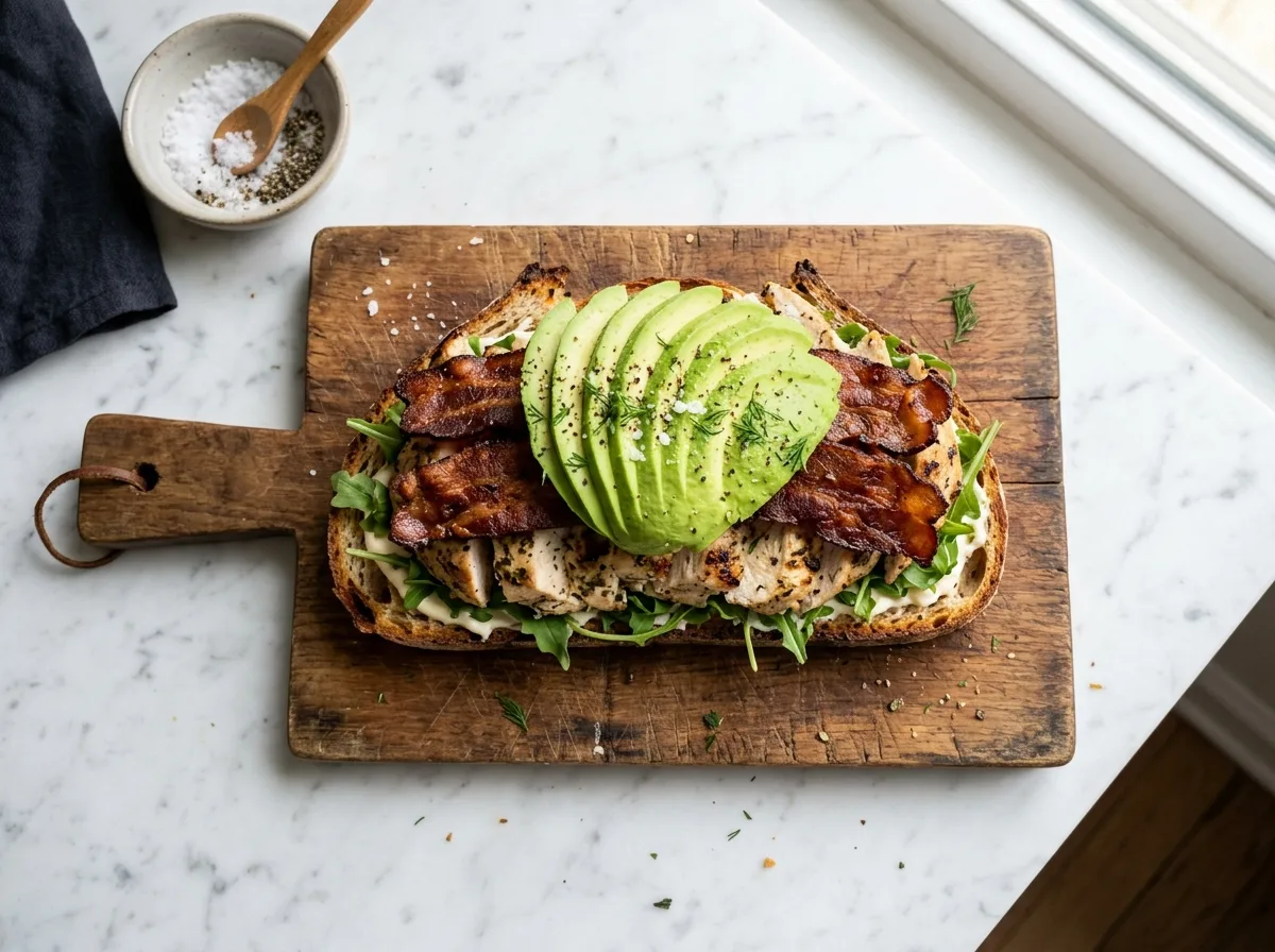 Chicken Avocado Melt Sandwich layer the sandwich