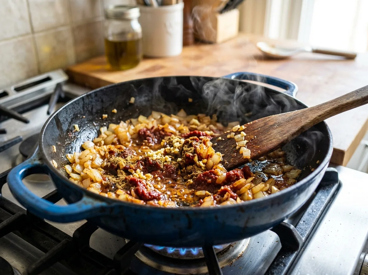 Chicken with Bulgur: A Comfort Dish sauté aromatics