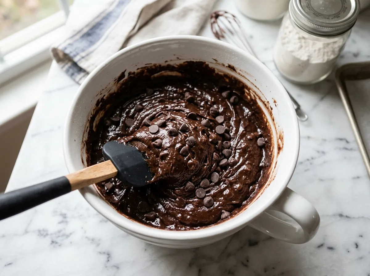 Chocolate Banana Muffins mix batter