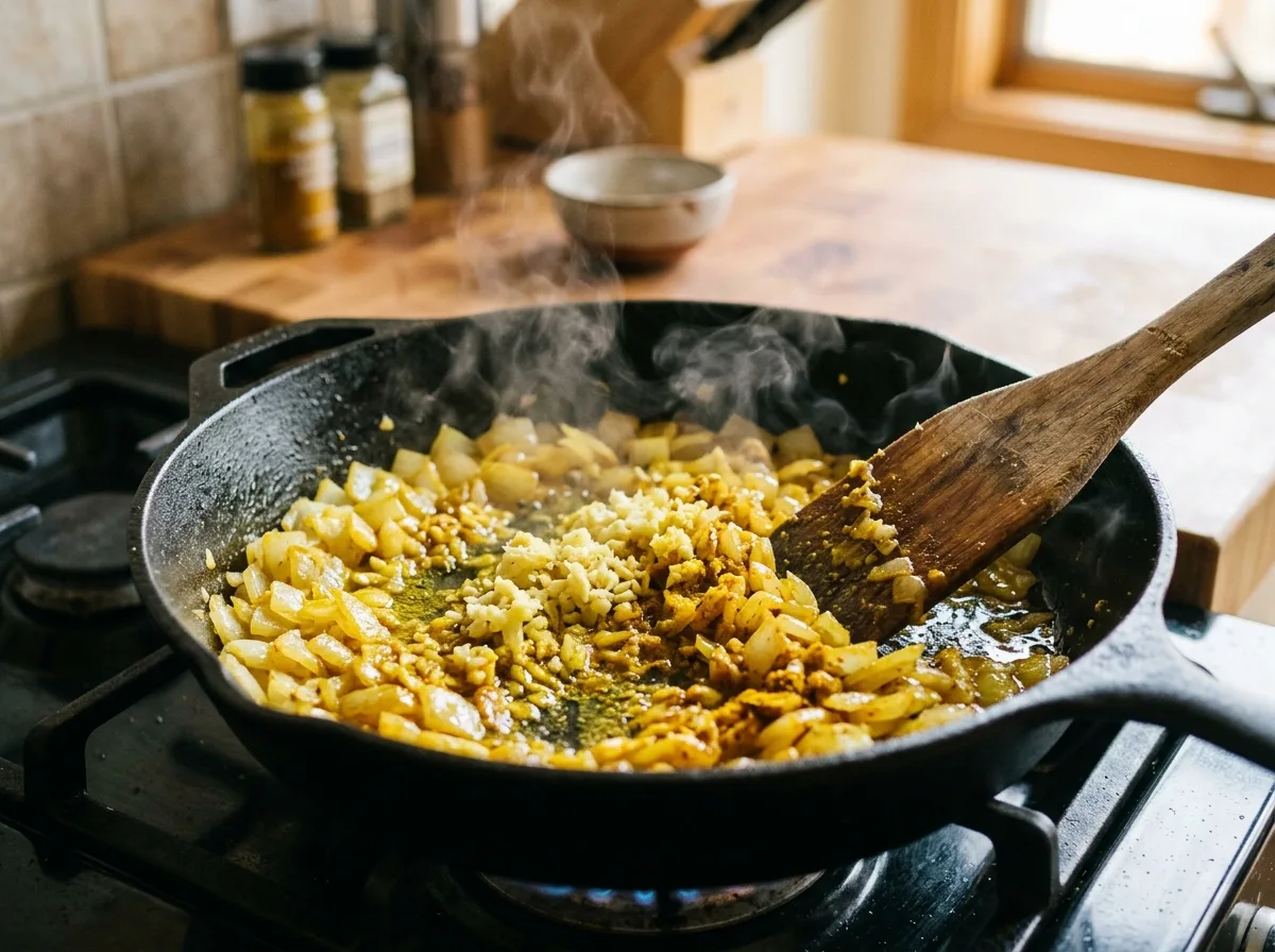 Coconut Milk Chicken sauté aromatics