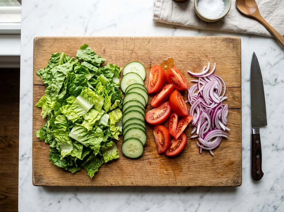 Greek Salad with Lettuce - A ful chop veggies
