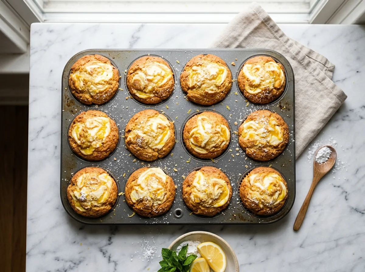 Freshly baked lemon cream cheese muffins step 4