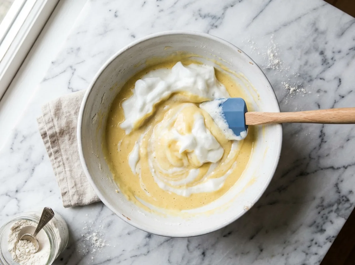 Magic Custard Cake fold gently