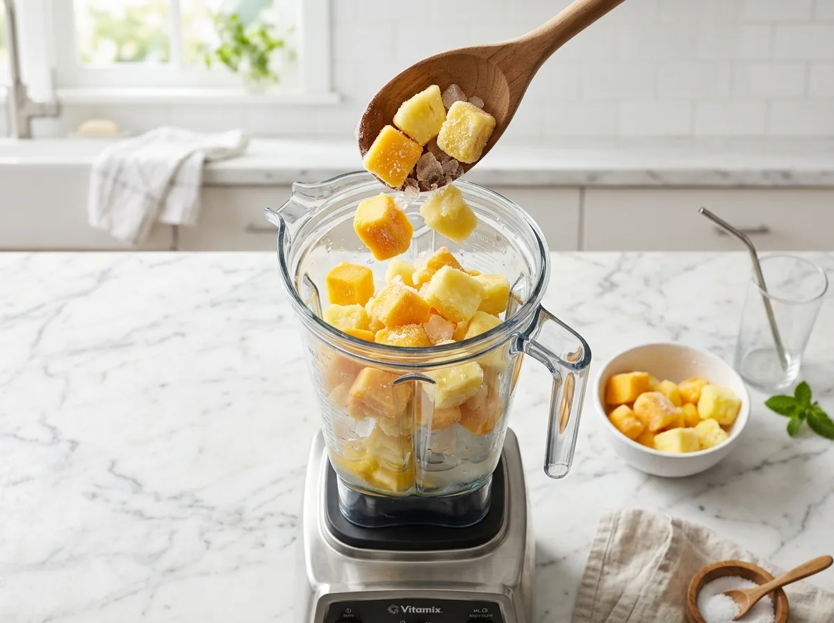 Mango Pineapple Smoothie add frozen fruit