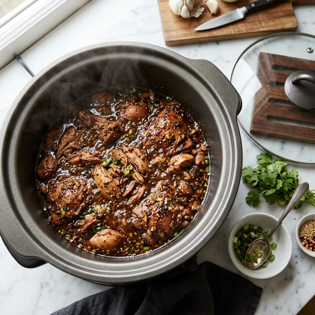 Slow cooking chicken in soy sauce